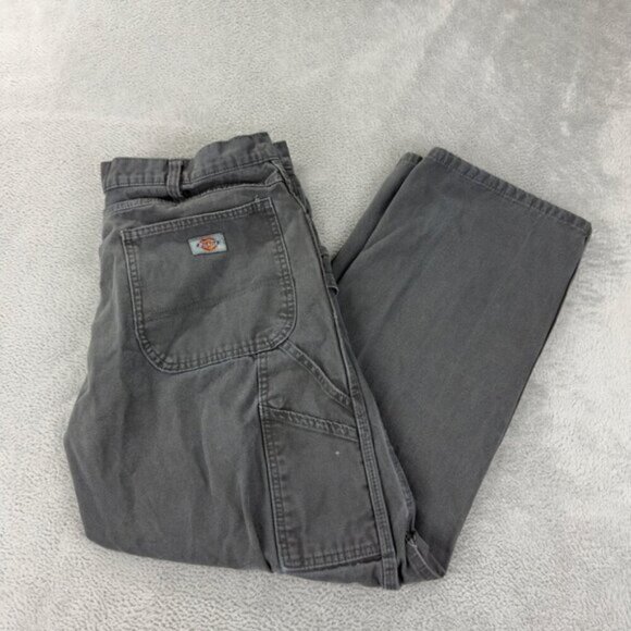 Dickies Grey Cargo Carpenter Pants Straight Leg Mens Size 36 x 30 US - Picture 1 of 6